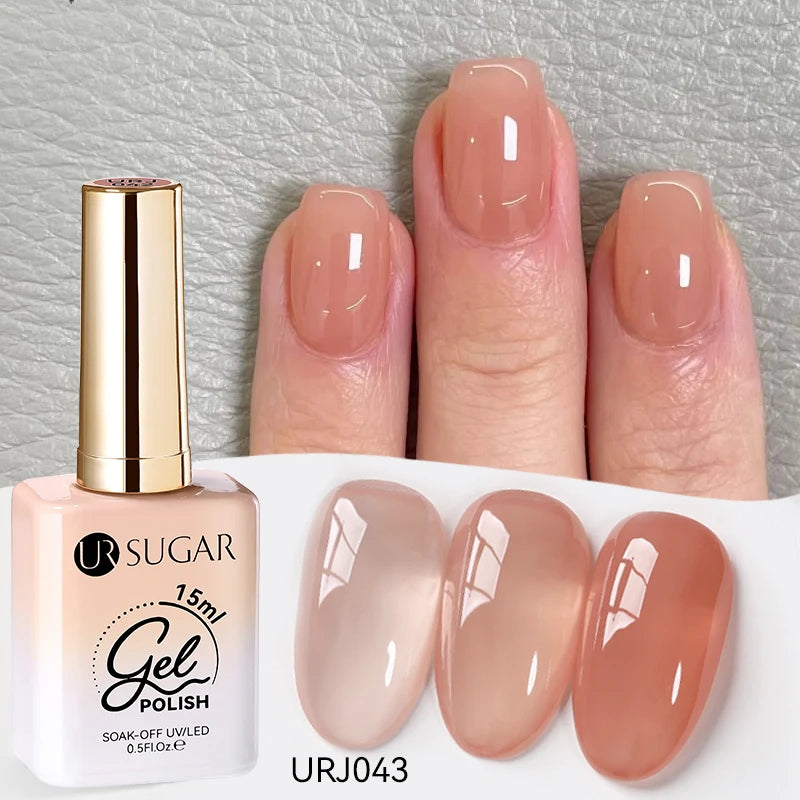UR SUGAR à Ongles Gel Translucide, Semi-continu, UV, Soak Off, 15ml, Dernière Mode vernis semis permanents uv pailletté vernis uv transparent blanc laiteux nail semi permanentnail art top coat ongle gel uv