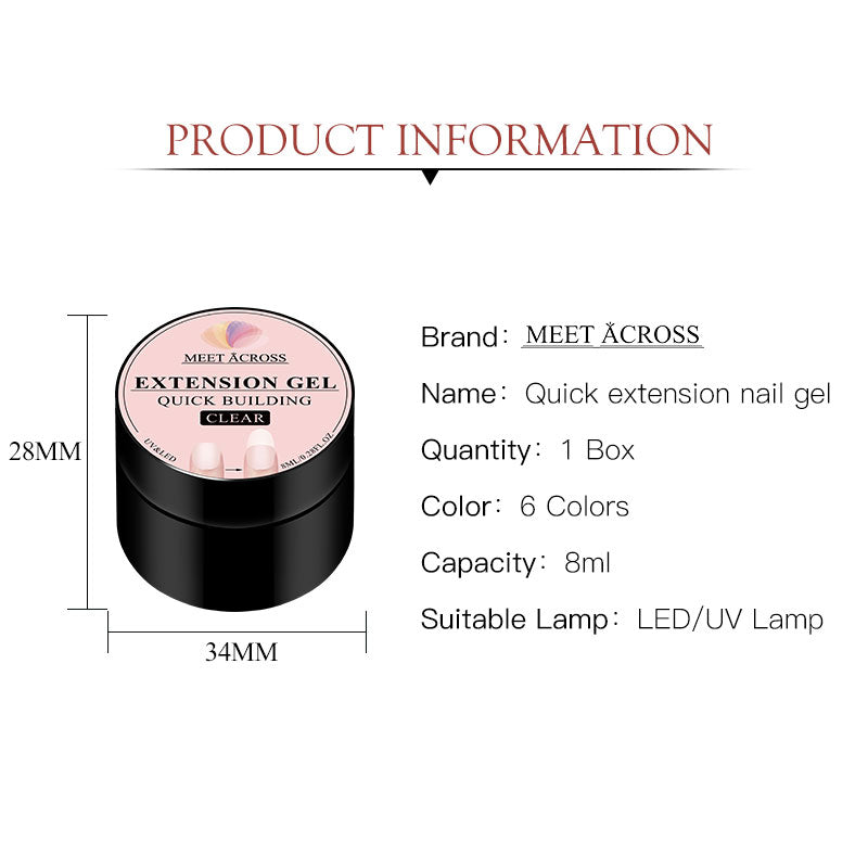 MEET ACROSS-Verhéritage à Ongles Gel UV Semi-continu, Extension Rapide, Nude, Lait Blanc, Outils de Manucure, 8ml, N64.Art