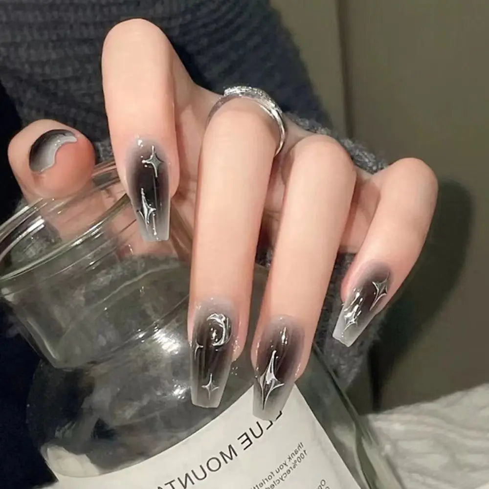 Faux ongles de ballerine française dégradés, ongles de cercueil moyens imperméables, presse sur N64.Tips, 24 pièces