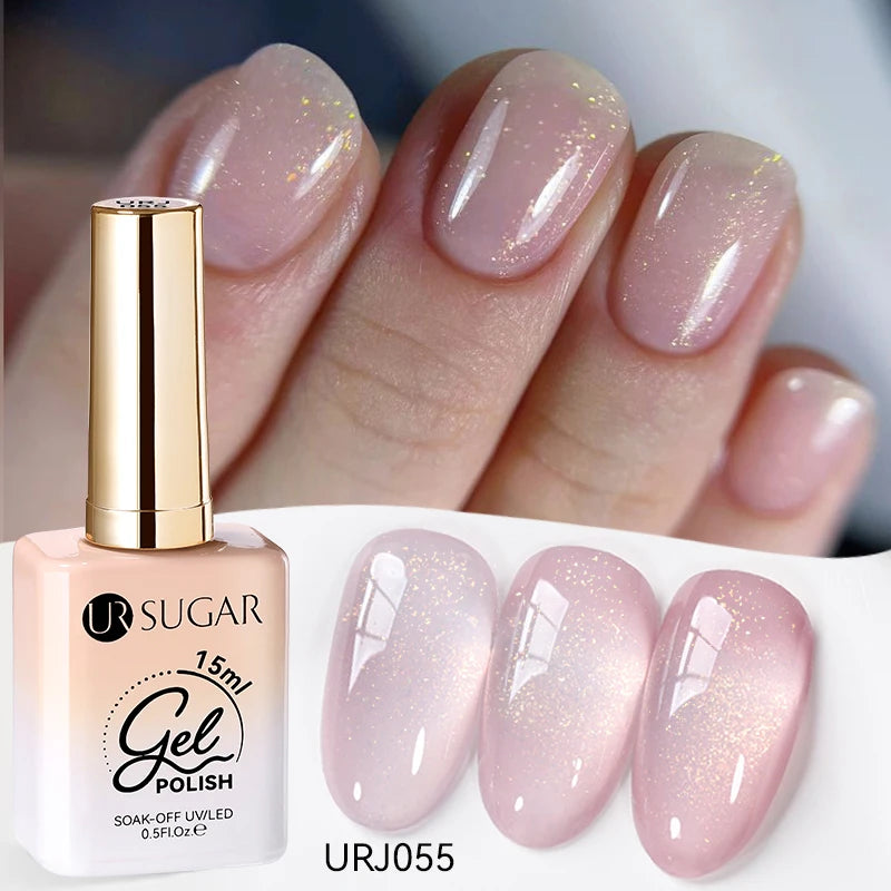 UR SUGAR à Ongles Gel Translucide, Semi-continu, UV, Soak Off, 15ml, Dernière Mode vernis semis permanents uv pailletté vernis uv transparent blanc laiteux nail semi permanentnail art top coat ongle gel uv