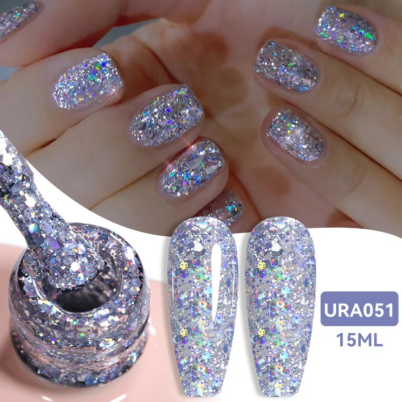 UR SUGAR à Ongles Gel Translucide, Semi-continu, UV, Soak Off, 15ml, Dernière Mode vernis semis permanents uv pailletté vernis uv transparent blanc laiteux nail semi permanentnail art top coat ongle gel uv
