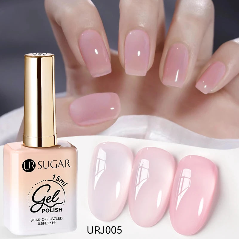 UR SUGAR à Ongles Gel Translucide, Semi-continu, UV, Soak Off, 15ml, Dernière Mode vernis semis permanents uv pailletté vernis uv transparent blanc laiteux nail semi permanentnail art top coat ongle gel uv