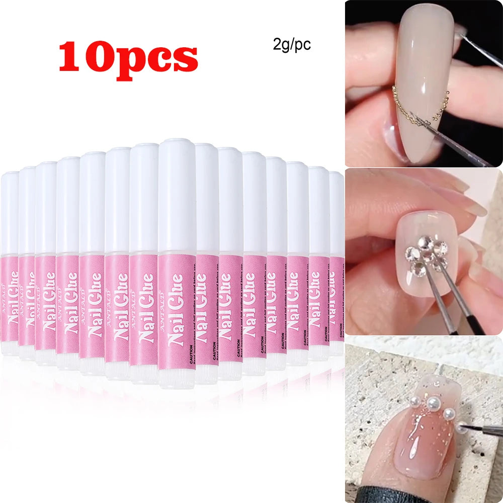 Colle acrylique pour faux ongles, 2g, séchage rapide, pâte Gel collant, décorations de bijoux, colle pour ongles, outils de manucure, MT-10