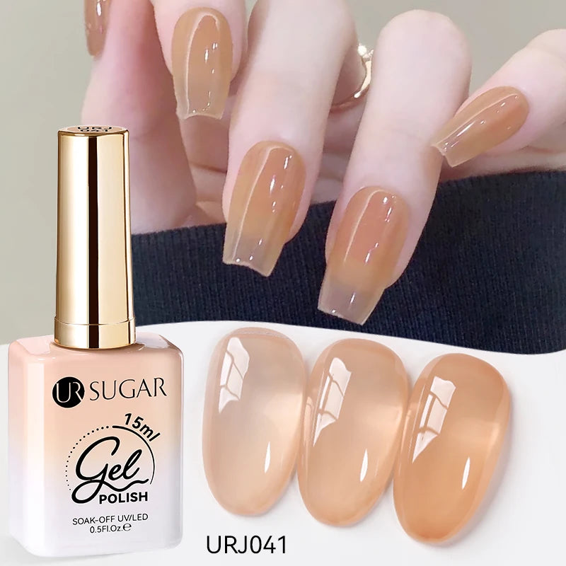 UR SUGAR à Ongles Gel Translucide, Semi-continu, UV, Soak Off, 15ml, Dernière Mode vernis semis permanents uv pailletté vernis uv transparent blanc laiteux nail semi permanentnail art top coat ongle gel uv
