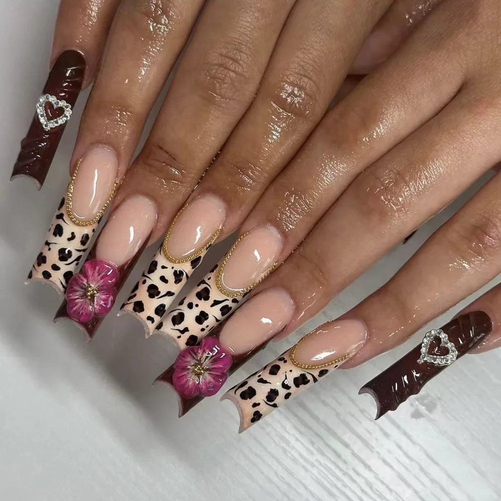 Faux ongles français longs avec colle, 24 pièces, faux ongles de Ballet, Design papillon en strass, pointes à pression pour cercueil portables