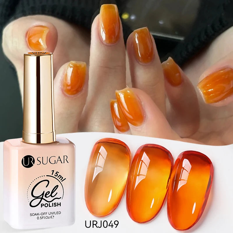 UR SUGAR à Ongles Gel Translucide, Semi-continu, UV, Soak Off, 15ml, Dernière Mode vernis semis permanents uv pailletté vernis uv transparent blanc laiteux nail semi permanentnail art top coat ongle gel uv