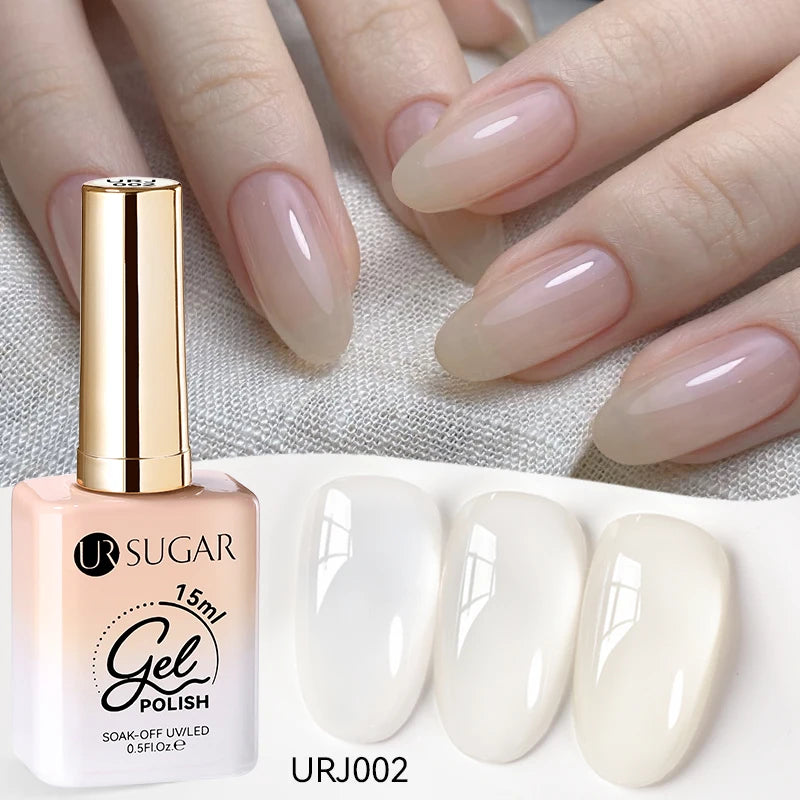 UR SUGAR à Ongles Gel Translucide, Semi-continu, UV, Soak Off, 15ml, Dernière Mode vernis semis permanents uv pailletté vernis uv transparent blanc laiteux nail semi permanentnail art top coat ongle gel uv