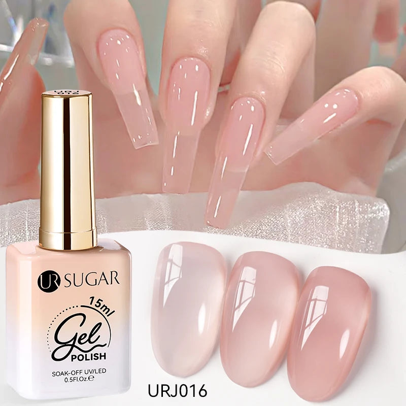 UR SUGAR à Ongles Gel Translucide, Semi-continu, UV, Soak Off, 15ml, Dernière Mode vernis semis permanents uv pailletté vernis uv transparent blanc laiteux nail semi permanentnail art top coat ongle gel uv