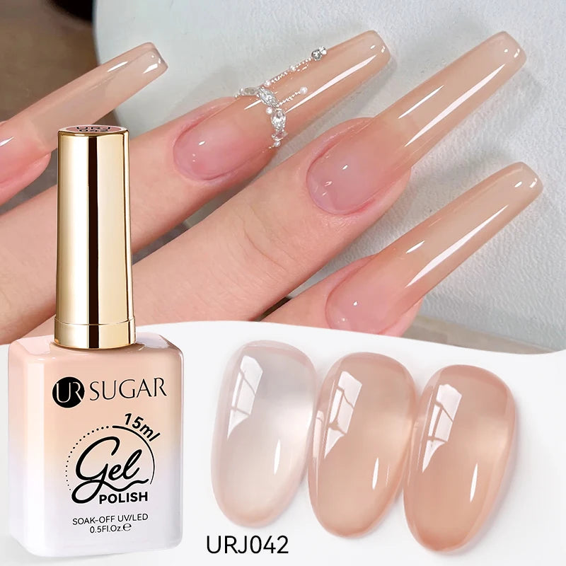 UR SUGAR à Ongles Gel Translucide, Semi-continu, UV, Soak Off, 15ml, Dernière Mode vernis semis permanents uv pailletté vernis uv transparent blanc laiteux nail semi permanentnail art top coat ongle gel uv