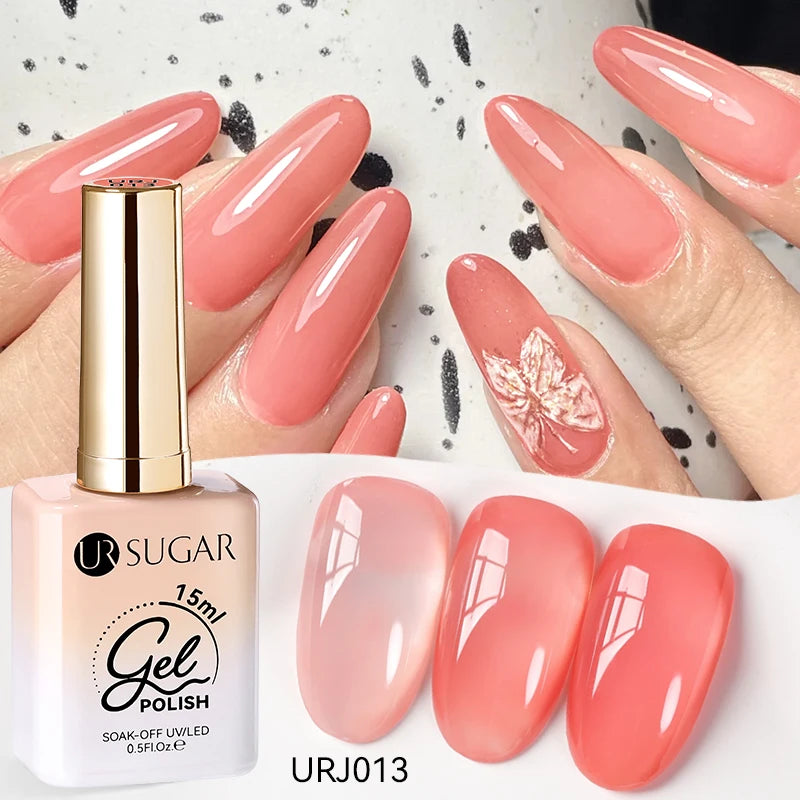 UR SUGAR à Ongles Gel Translucide, Semi-continu, UV, Soak Off, 15ml, Dernière Mode vernis semis permanents uv pailletté vernis uv transparent blanc laiteux nail semi permanentnail art top coat ongle gel uv