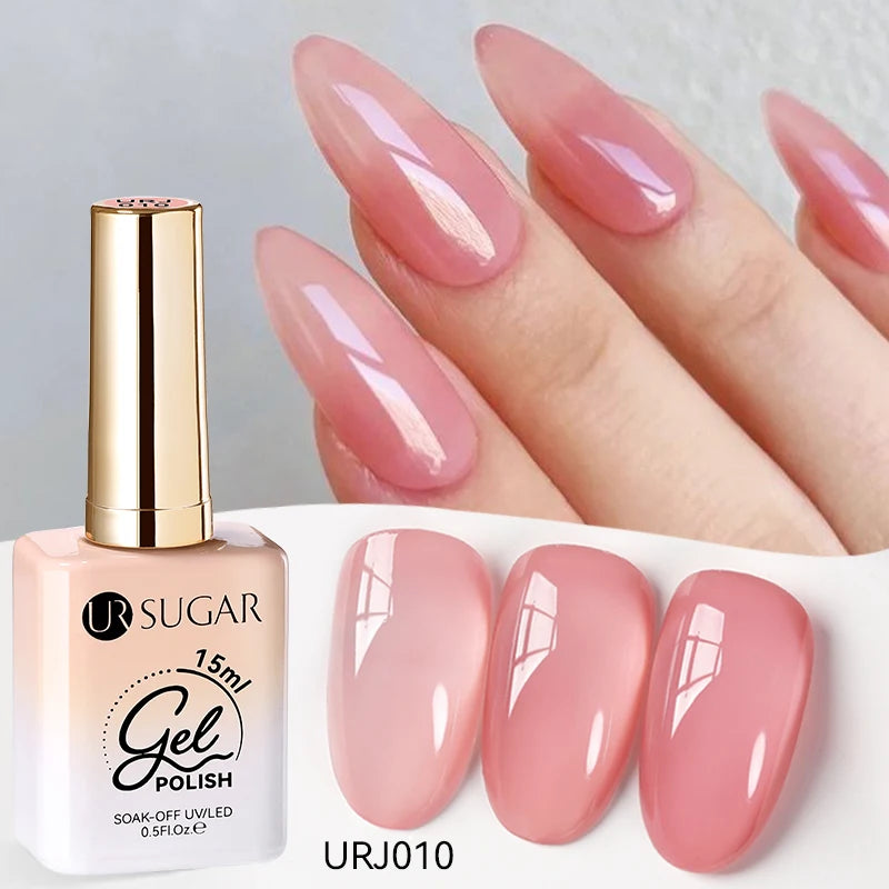 UR SUGAR à Ongles Gel Translucide, Semi-continu, UV, Soak Off, 15ml, Dernière Mode vernis semis permanents uv pailletté vernis uv transparent blanc laiteux nail semi permanentnail art top coat ongle gel uv