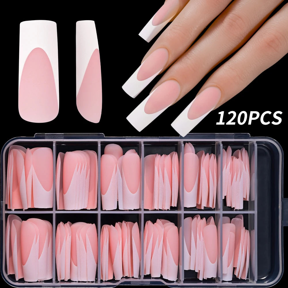 240/120 pièces coloré français court carré faux ongles couverture complète faux ongles pointe Extension acrylique portable ballerine presse sur les ongles