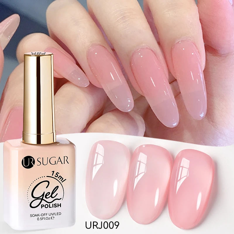 UR SUGAR à Ongles Gel Translucide, Semi-continu, UV, Soak Off, 15ml, Dernière Mode vernis semis permanents uv pailletté vernis uv transparent blanc laiteux nail semi permanentnail art top coat ongle gel uv