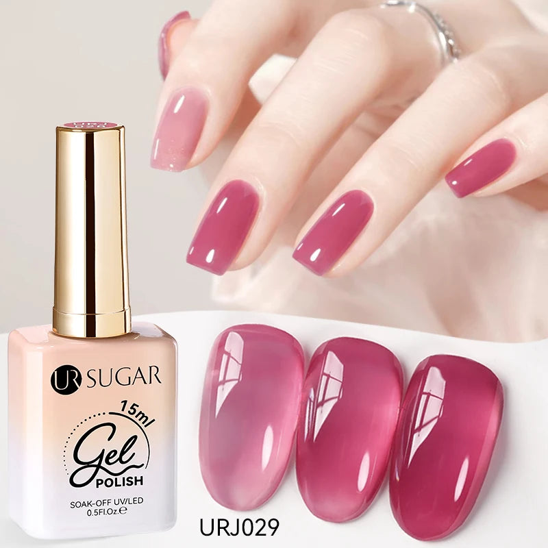 UR SUGAR à Ongles Gel Translucide, Semi-continu, UV, Soak Off, 15ml, Dernière Mode vernis semis permanents uv pailletté vernis uv transparent blanc laiteux nail semi permanentnail art top coat ongle gel uv