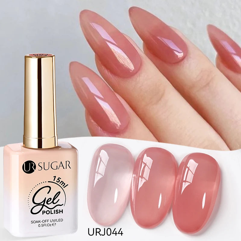 UR SUGAR à Ongles Gel Translucide, Semi-continu, UV, Soak Off, 15ml, Dernière Mode vernis semis permanents uv pailletté vernis uv transparent blanc laiteux nail semi permanentnail art top coat ongle gel uv