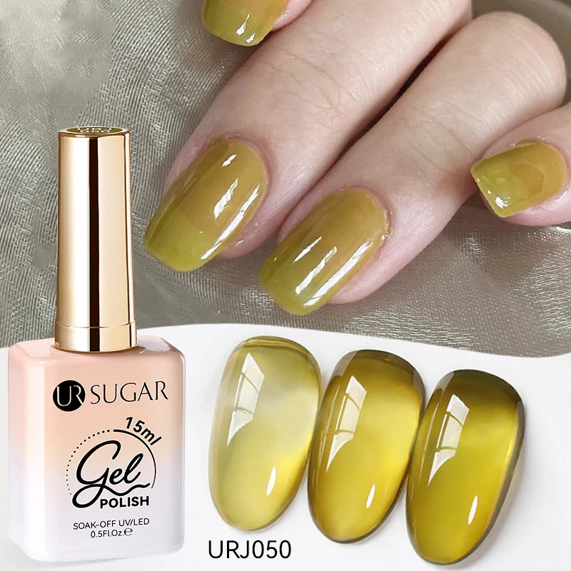 UR SUGAR à Ongles Gel Translucide, Semi-continu, UV, Soak Off, 15ml, Dernière Mode vernis semis permanents uv pailletté vernis uv transparent blanc laiteux nail semi permanentnail art top coat ongle gel uv