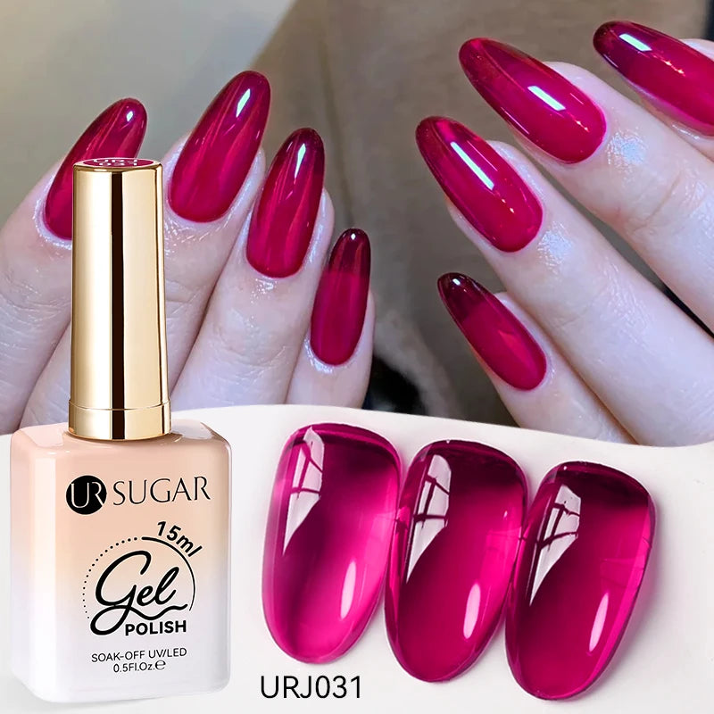 UR SUGAR à Ongles Gel Translucide, Semi-continu, UV, Soak Off, 15ml, Dernière Mode vernis semis permanents uv pailletté vernis uv transparent blanc laiteux nail semi permanentnail art top coat ongle gel uv