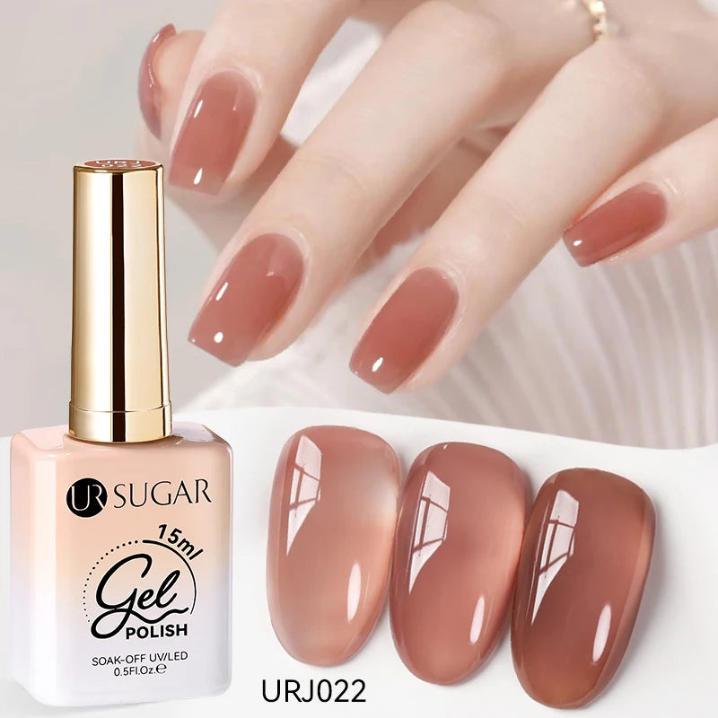 UR SUGAR à Ongles Gel Translucide, Semi-continu, UV, Soak Off, 15ml, Dernière Mode vernis semis permanents uv pailletté vernis uv transparent blanc laiteux nail semi permanentnail art top coat ongle gel uv