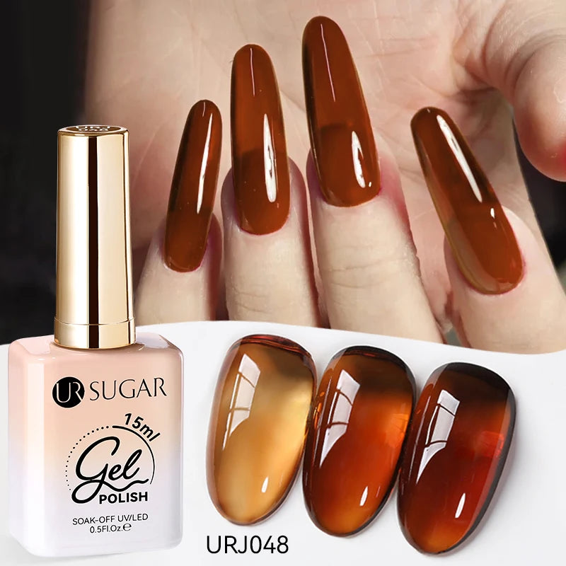 UR SUGAR à Ongles Gel Translucide, Semi-continu, UV, Soak Off, 15ml, Dernière Mode vernis semis permanents uv pailletté vernis uv transparent blanc laiteux nail semi permanentnail art top coat ongle gel uv