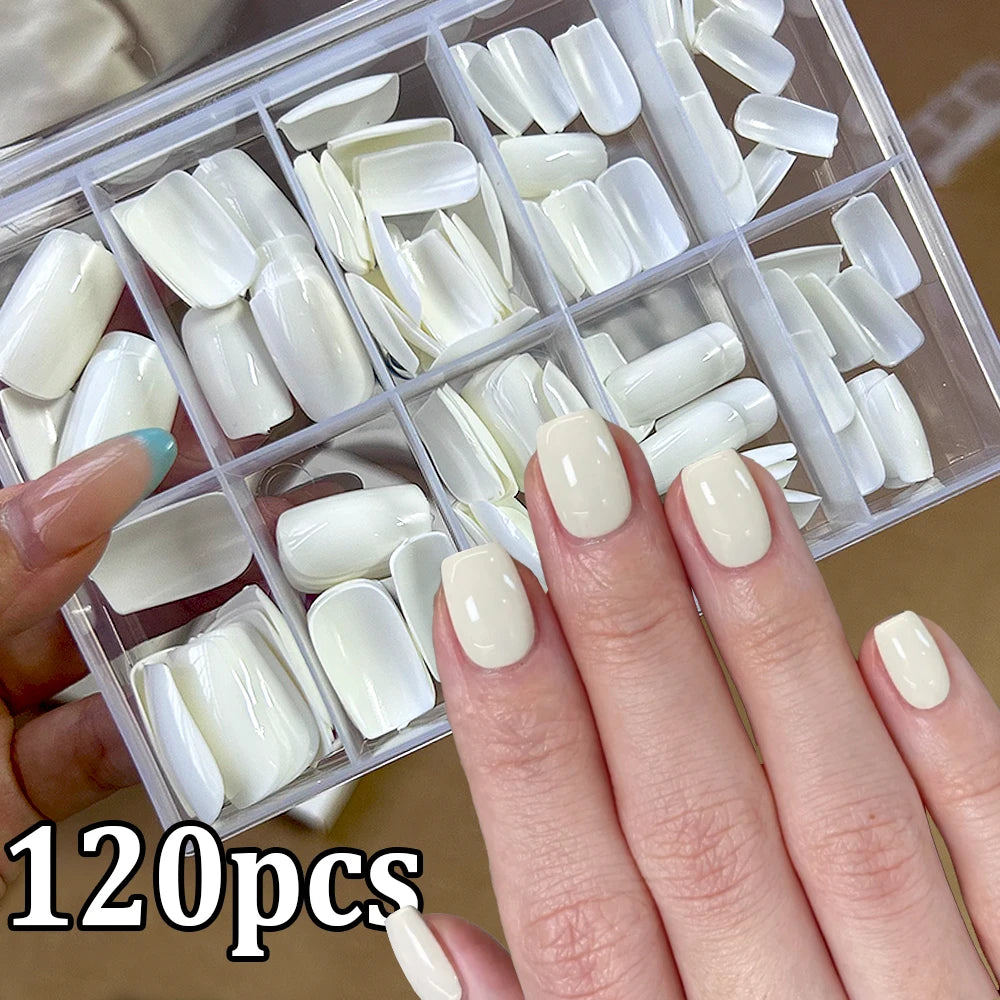 1 boîte couleur bonbon français court carré faux ongles rose/vert/violet couverture complète Macarons presse sur ongles bricolage manucure artificielle