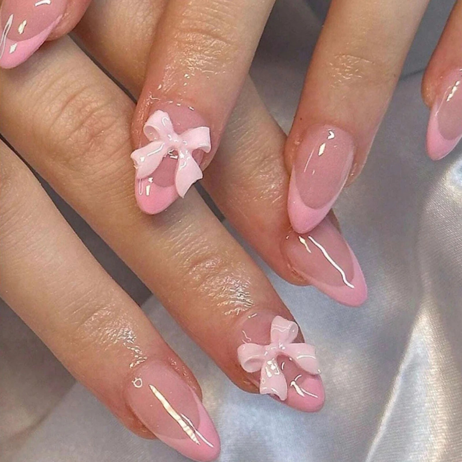 Faux nœud papillon portable à couverture complète pour femmes et filles, French souhaits on N64.3D, Manucure DIY, Blanc, N64.Tips, 24Pcs