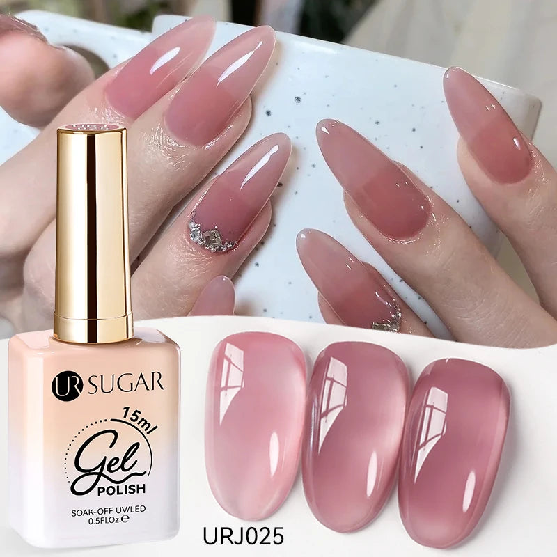 UR SUGAR à Ongles Gel Translucide, Semi-continu, UV, Soak Off, 15ml, Dernière Mode vernis semis permanents uv pailletté vernis uv transparent blanc laiteux nail semi permanentnail art top coat ongle gel uv