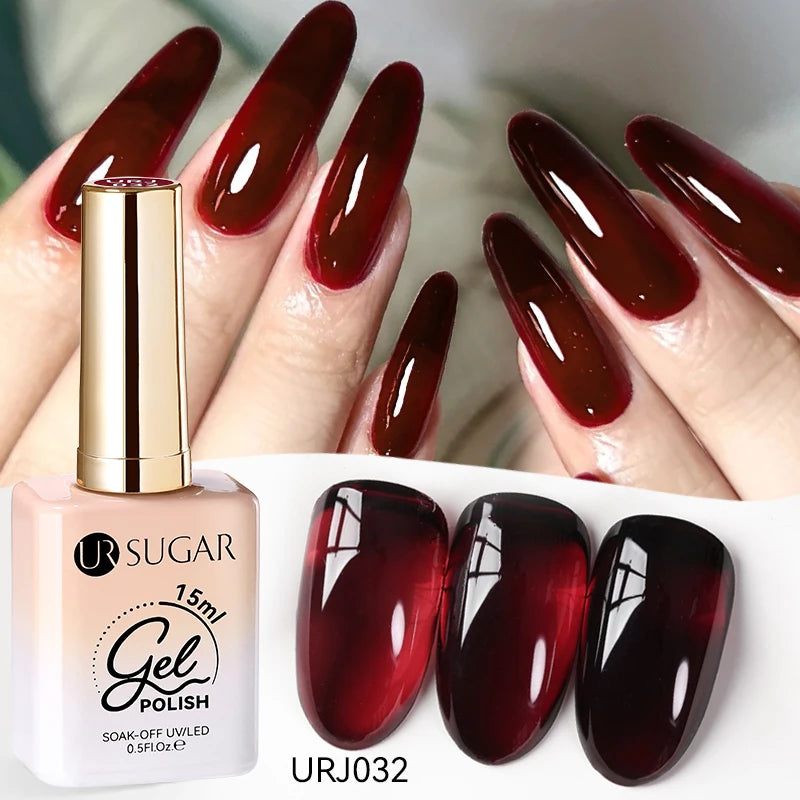 UR SUGAR à Ongles Gel Translucide, Semi-continu, UV, Soak Off, 15ml, Dernière Mode vernis semis permanents uv pailletté vernis uv transparent blanc laiteux nail semi permanentnail art top coat ongle gel uv