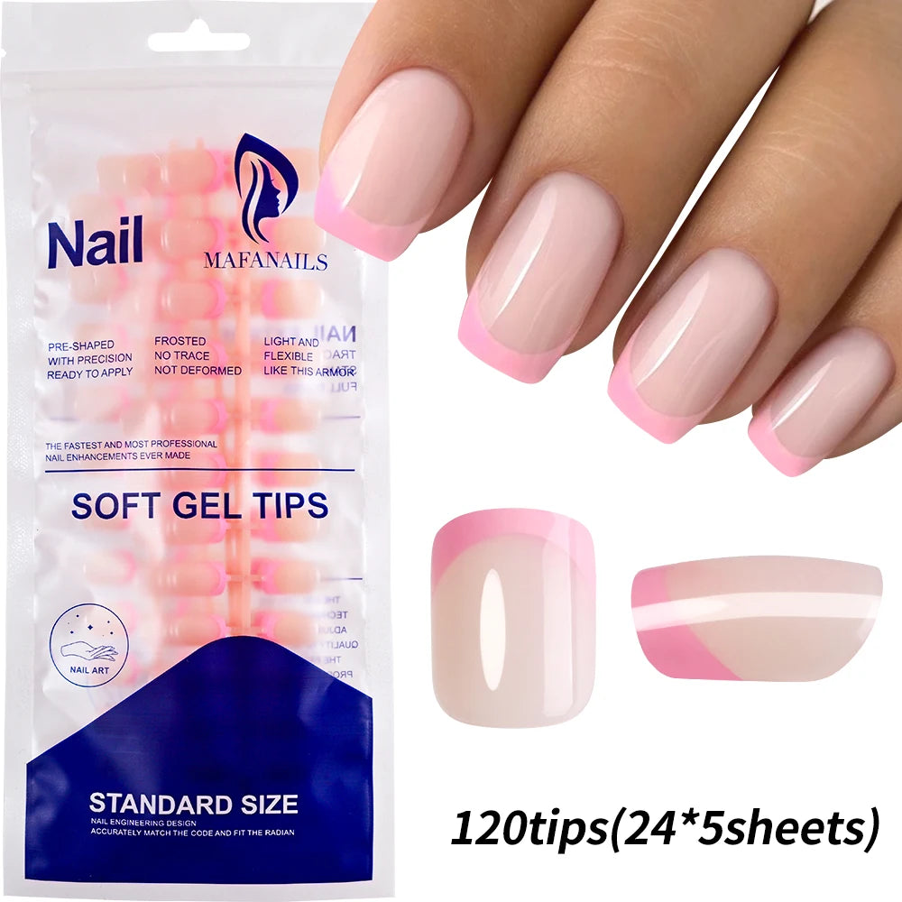 240/120 pièces coloré français court carré faux ongles couverture complète faux ongles pointe Extension acrylique portable ballerine presse sur les ongles
