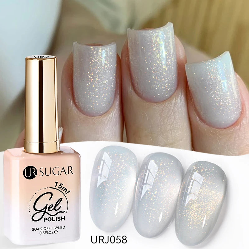 UR SUGAR à Ongles Gel Translucide, Semi-continu, UV, Soak Off, 15ml, Dernière Mode vernis semis permanents uv pailletté vernis uv transparent blanc laiteux nail semi permanentnail art top coat ongle gel uv