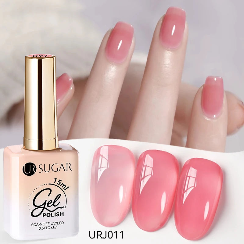 UR SUGAR à Ongles Gel Translucide, Semi-continu, UV, Soak Off, 15ml, Dernière Mode vernis semis permanents uv pailletté vernis uv transparent blanc laiteux nail semi permanentnail art top coat ongle gel uv