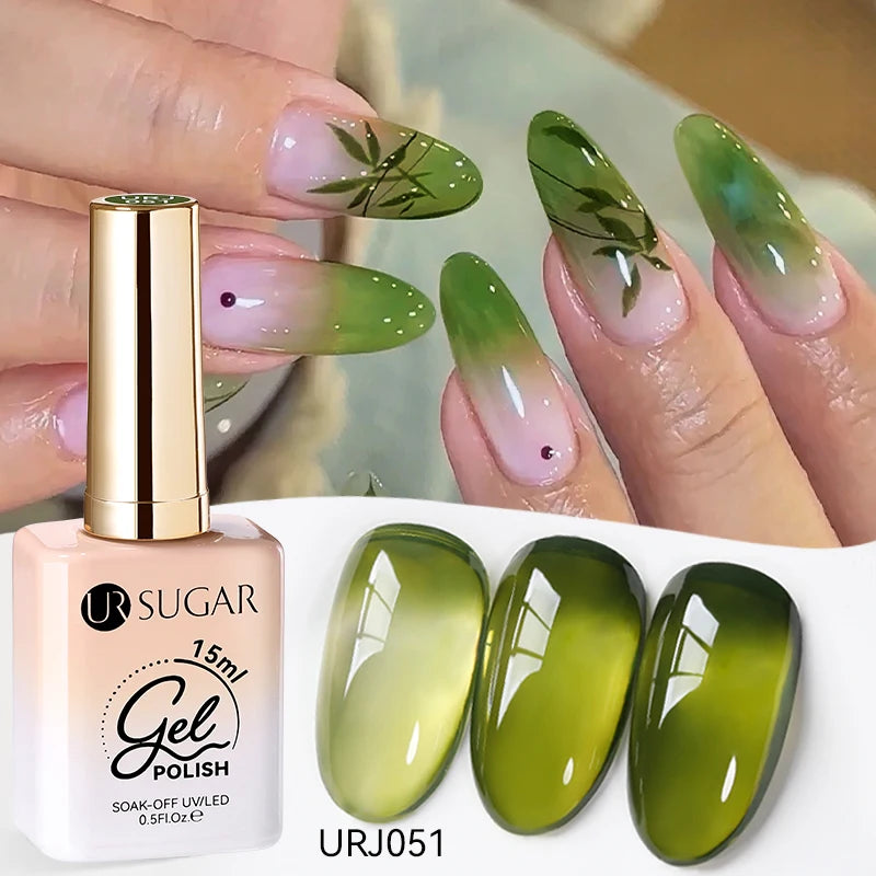 UR SUGAR à Ongles Gel Translucide, Semi-continu, UV, Soak Off, 15ml, Dernière Mode vernis semis permanents uv pailletté vernis uv transparent blanc laiteux nail semi permanentnail art top coat ongle gel uv