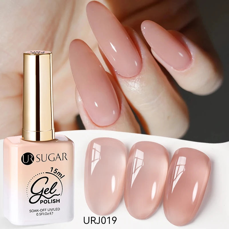 UR SUGAR à Ongles Gel Translucide, Semi-continu, UV, Soak Off, 15ml, Dernière Mode vernis semis permanents uv pailletté vernis uv transparent blanc laiteux nail semi permanentnail art top coat ongle gel uv