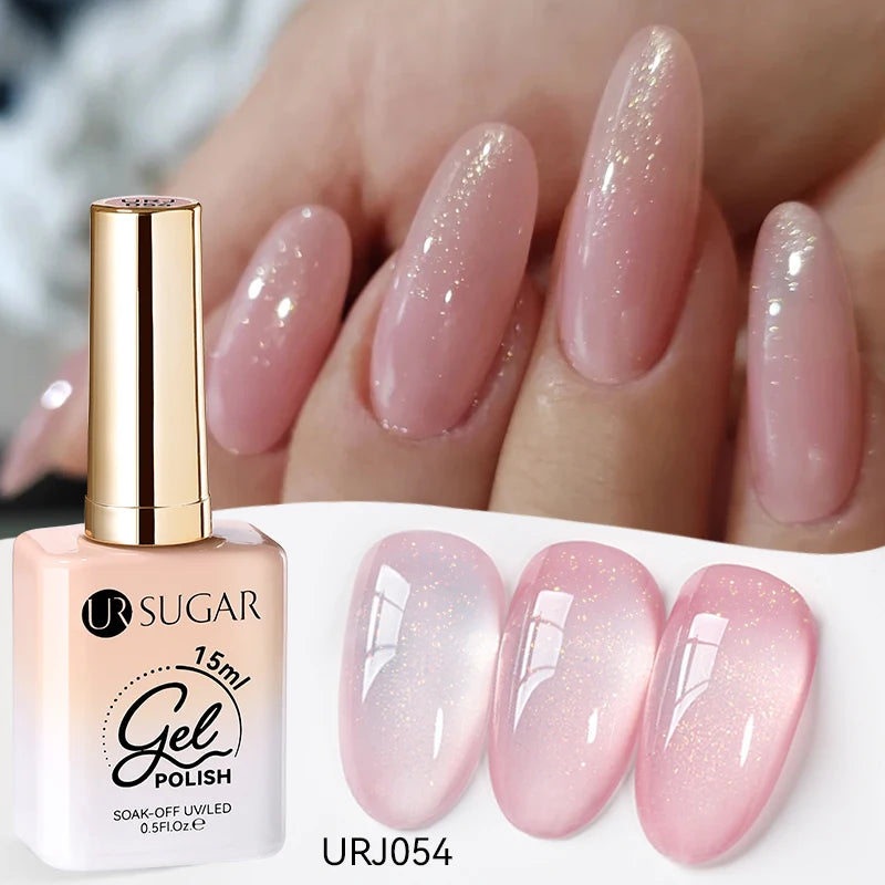 UR SUGAR à Ongles Gel Translucide, Semi-continu, UV, Soak Off, 15ml, Dernière Mode vernis semis permanents uv pailletté vernis uv transparent blanc laiteux nail semi permanentnail art top coat ongle gel uv