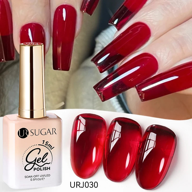UR SUGAR à Ongles Gel Translucide, Semi-continu, UV, Soak Off, 15ml, Dernière Mode vernis semis permanents uv pailletté vernis uv transparent blanc laiteux nail semi permanentnail art top coat ongle gel uv