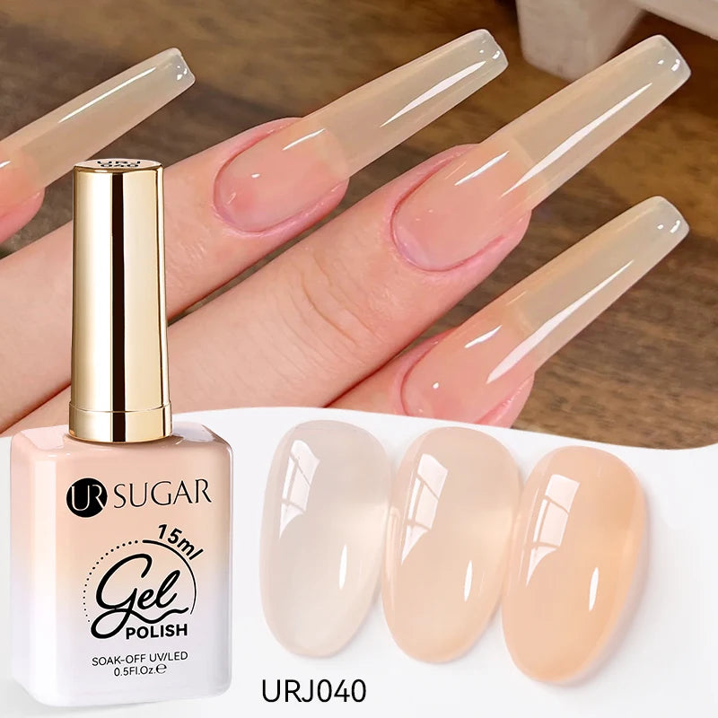 UR SUGAR à Ongles Gel Translucide, Semi-continu, UV, Soak Off, 15ml, Dernière Mode vernis semis permanents uv pailletté vernis uv transparent blanc laiteux nail semi permanentnail art top coat ongle gel uv