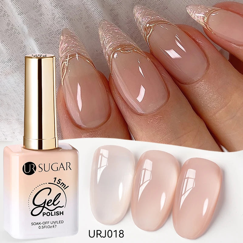 UR SUGAR à Ongles Gel Translucide, Semi-continu, UV, Soak Off, 15ml, Dernière Mode vernis semis permanents uv pailletté vernis uv transparent blanc laiteux nail semi permanentnail art top coat ongle gel uv
