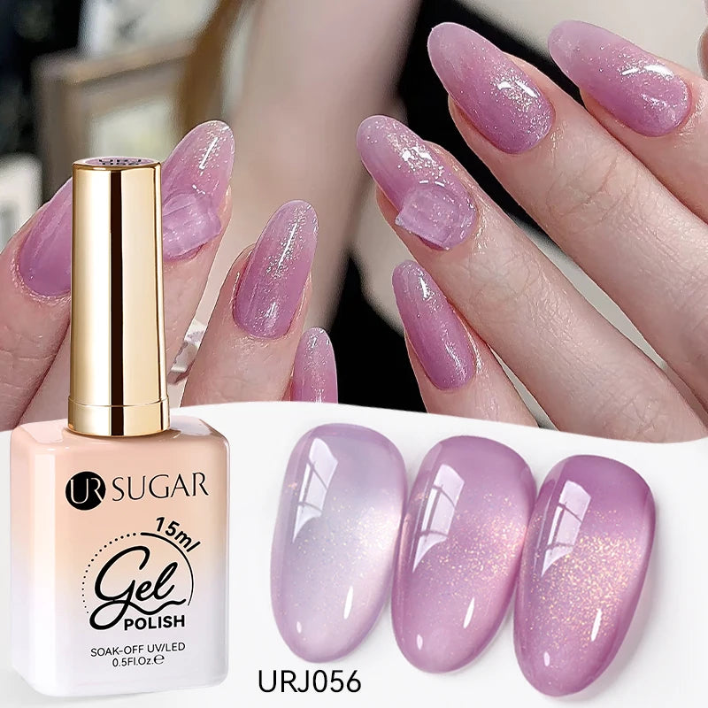 UR SUGAR à Ongles Gel Translucide, Semi-continu, UV, Soak Off, 15ml, Dernière Mode vernis semis permanents uv pailletté vernis uv transparent blanc laiteux nail semi permanentnail art top coat ongle gel uv