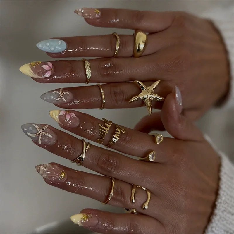 24 pièces rose amande faux ongles papillon Ballet avec Design français faux ongles portables Simple presse artificielle sur les ongles conseils Art