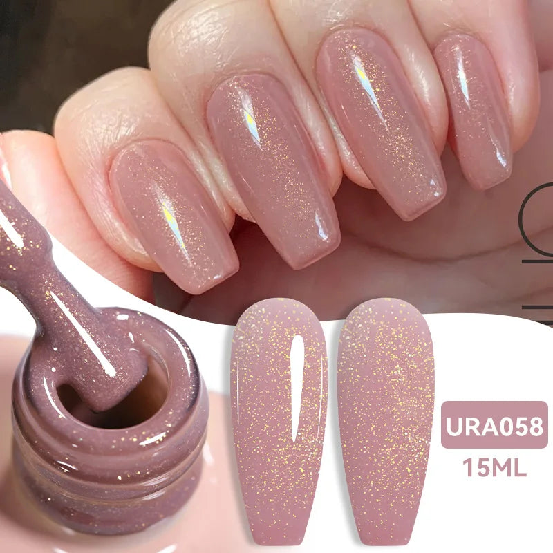 UR SUGAR à Ongles Gel Translucide, Semi-continu, UV, Soak Off, 15ml, Dernière Mode vernis semis permanents uv pailletté vernis uv transparent blanc laiteux nail semi permanentnail art top coat ongle gel uv