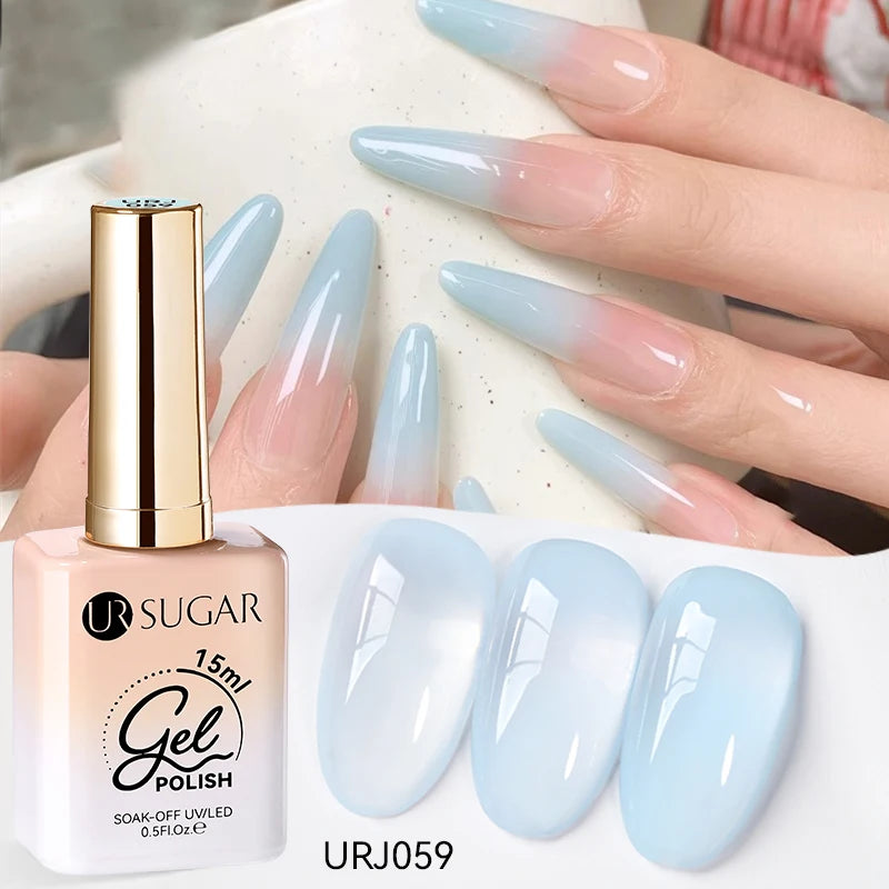UR SUGAR à Ongles Gel Translucide, Semi-continu, UV, Soak Off, 15ml, Dernière Mode vernis semis permanents uv pailletté vernis uv transparent blanc laiteux nail semi permanentnail art top coat ongle gel uv