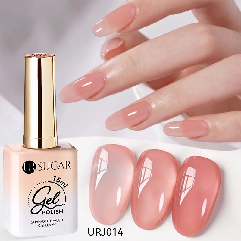 UR SUGAR à Ongles Gel Translucide, Semi-continu, UV, Soak Off, 15ml, Dernière Mode vernis semis permanents uv pailletté vernis uv transparent blanc laiteux nail semi permanentnail art top coat ongle gel uv