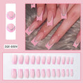24 pièces arc perle presse sur faux ongles nu rose amande français bâton sur faux ongles coréen doux filles portable presse sur ongles + outil