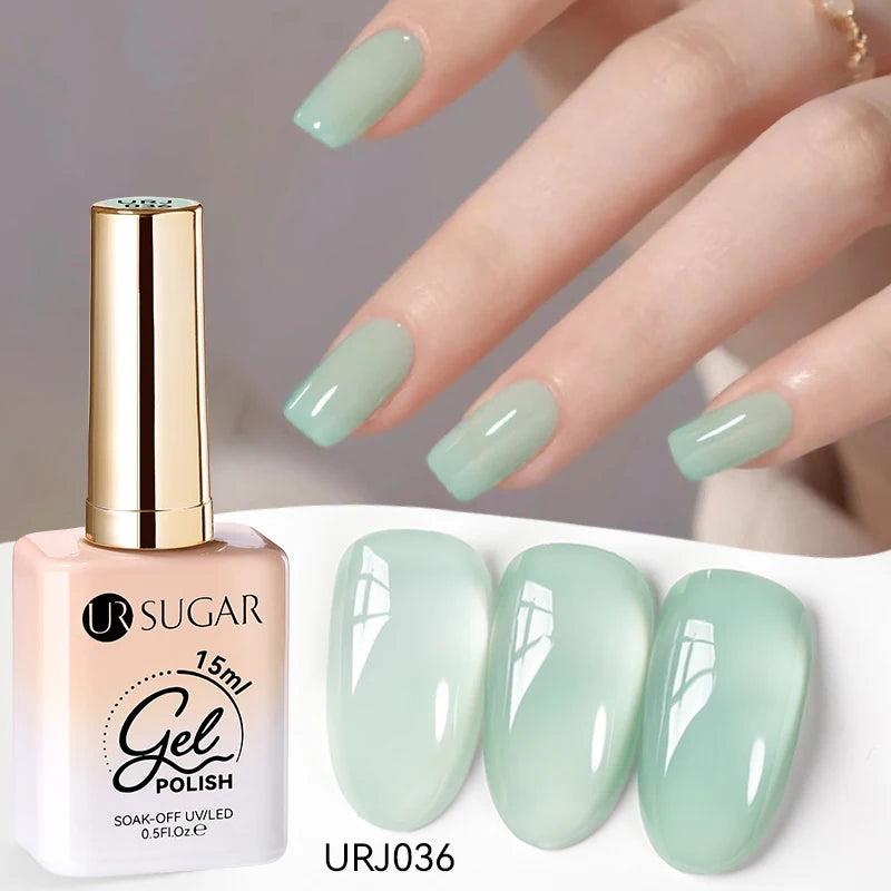 UR SUGAR à Ongles Gel Translucide, Semi-continu, UV, Soak Off, 15ml, Dernière Mode vernis semis permanents uv pailletté vernis uv transparent blanc laiteux nail semi permanentnail art top coat ongle gel uv