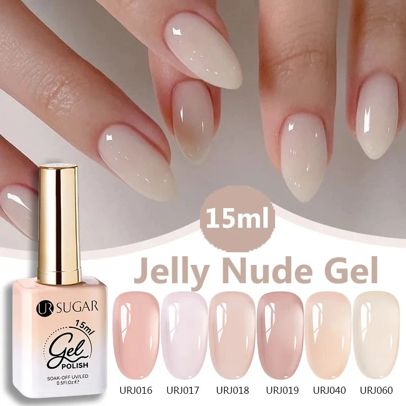 UR SUGAR à Ongles Gel Translucide, Semi-continu, UV, Soak Off, 15ml, Dernière Mode vernis semis permanents uv pailletté vernis uv transparent blanc laiteux nail semi permanentnail art top coat ongle gel uv