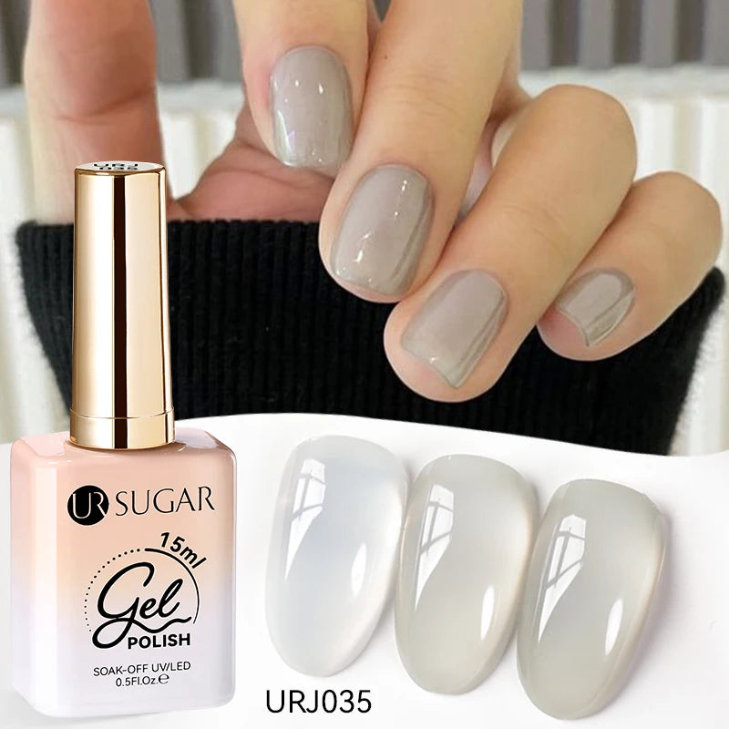 UR SUGAR à Ongles Gel Translucide, Semi-continu, UV, Soak Off, 15ml, Dernière Mode vernis semis permanents uv pailletté vernis uv transparent blanc laiteux nail semi permanentnail art top coat ongle gel uv