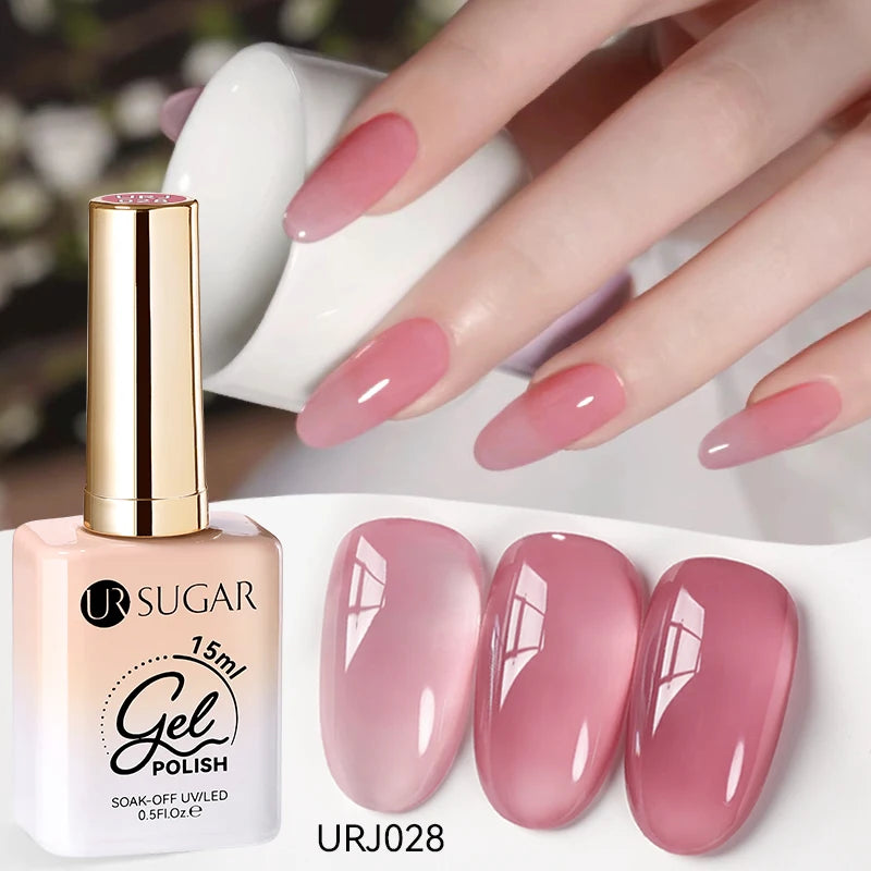 UR SUGAR à Ongles Gel Translucide, Semi-continu, UV, Soak Off, 15ml, Dernière Mode vernis semis permanents uv pailletté vernis uv transparent blanc laiteux nail semi permanentnail art top coat ongle gel uv