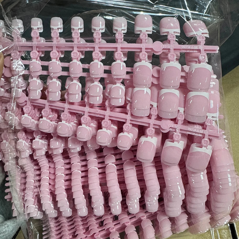 120 pièces court carré faux ongles d'orteil conseils rose français doux Gel presse sur ongles bord blanc faux ongles d'orteil couverture complète orteil pointe d'ongle