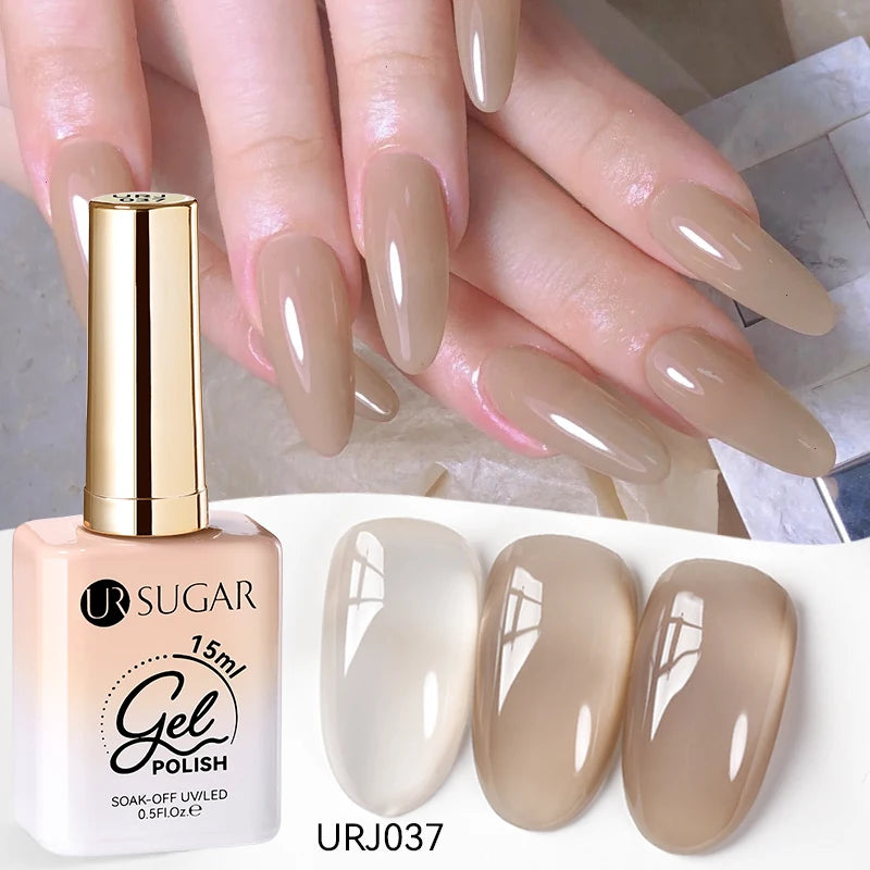 UR SUGAR à Ongles Gel Translucide, Semi-continu, UV, Soak Off, 15ml, Dernière Mode vernis semis permanents uv pailletté vernis uv transparent blanc laiteux nail semi permanentnail art top coat ongle gel uv