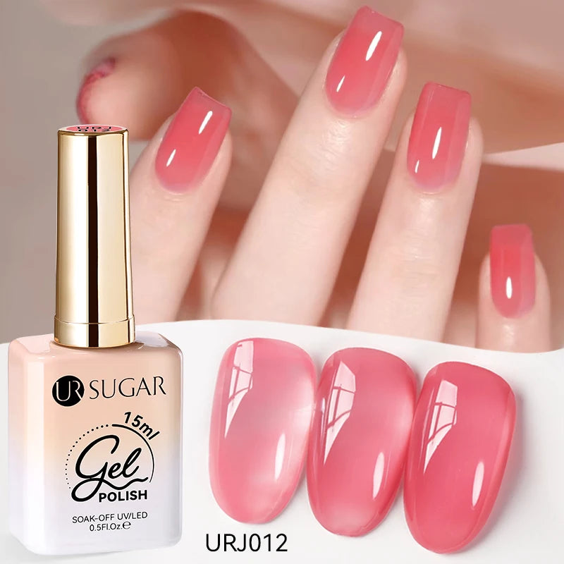 UR SUGAR à Ongles Gel Translucide, Semi-continu, UV, Soak Off, 15ml, Dernière Mode vernis semis permanents uv pailletté vernis uv transparent blanc laiteux nail semi permanentnail art top coat ongle gel uv