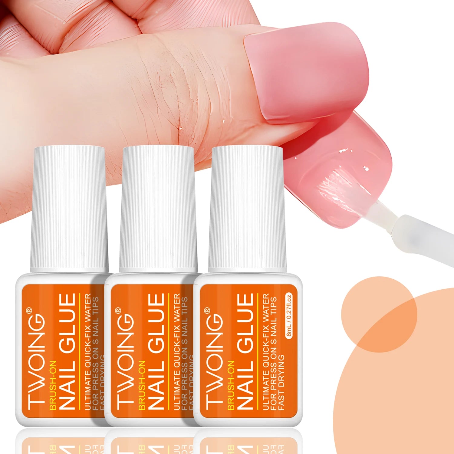 Twoing – adhésif liquide imperméable pour ongles, longue durée et séchage rapide, sans formaldéhyde, Compatible avec les faux ongles en acrylique